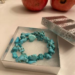 Southwestern Natural Turquoise Nugget Double Strand Stretch Bracelet